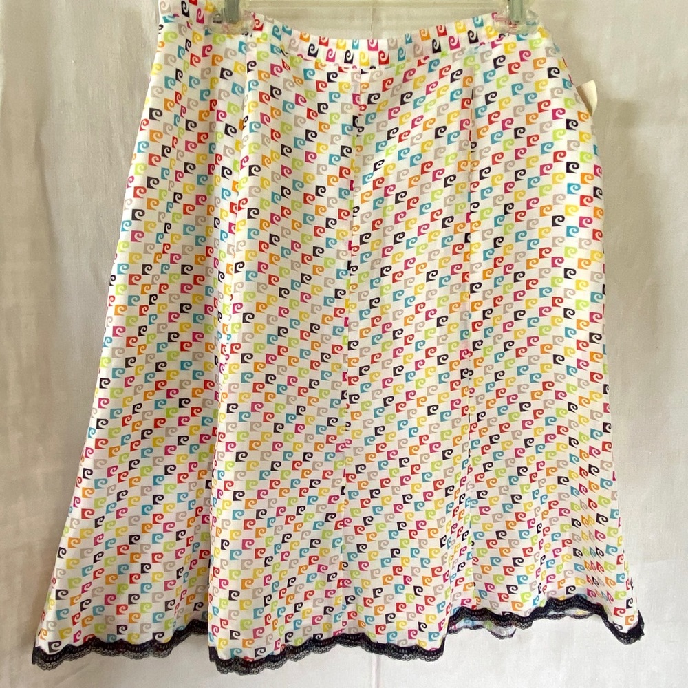 Vintage Pierre Cardin Logo A Line Skirt with Black Lace Trim